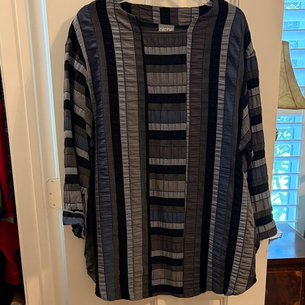 Striped Black and Gray Top